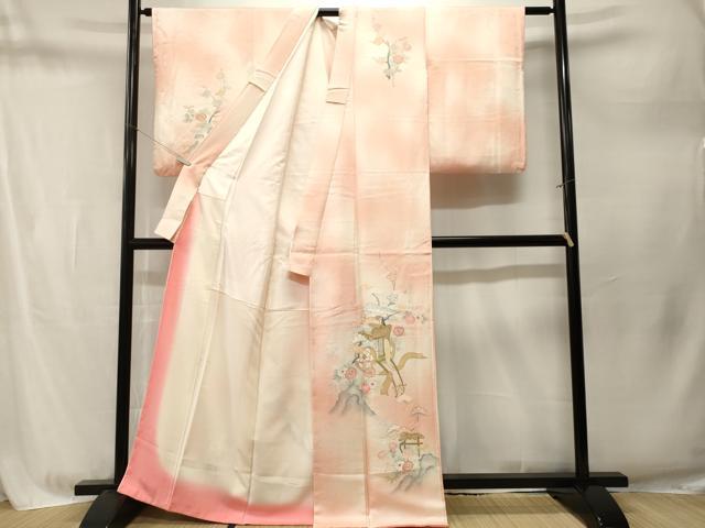 平和屋着物■訪問着 松竹梅御所車文 暈し染め 金彩 正絹 逸品 CABM1748ev