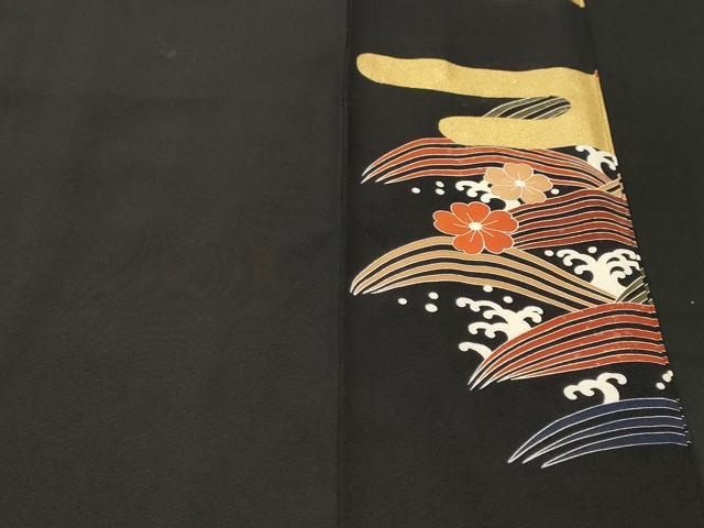 平和屋着物■豪華黒留袖 駒刺繍 鳳凰エ霞立波花文 金彩 正絹 逸品 CABM1844ev
