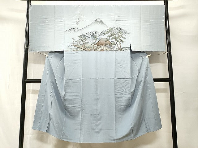 平和屋着物■男性 長襦袢 袷 人物風景文 暈し染め 金彩 正絹 逸品 CABM1801ev