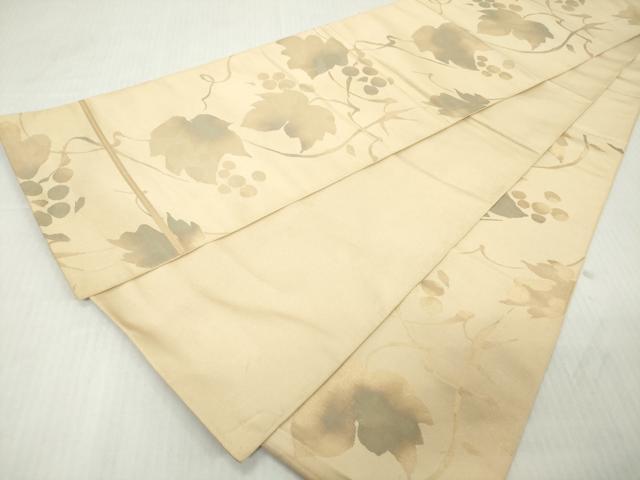 平和屋着物◎六通柄 本袋帯 葡萄蔦の葉文 正絹 逸品 DABJ3471ea