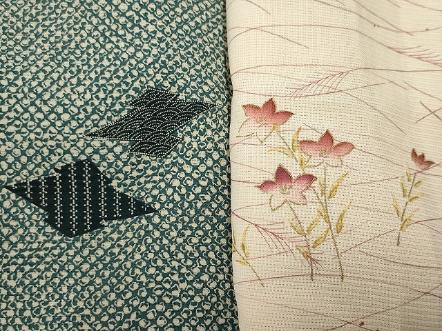 平和屋本店■夏物 小紋 絽 紗 まとめて20点 花柄 向かい孔雀 手描き 型染 金彩 銀糸 着用可能多数 全て正絹 se0025