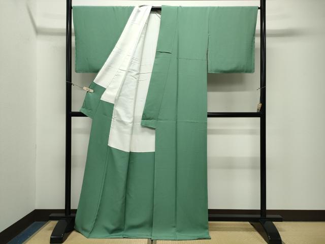 平和屋着物●上質な色無地 柳染色 ロング丈 正絹 逸品 未使用 CABM5073gh