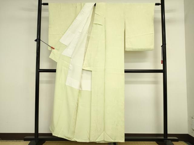 平和屋着物■上質な色無地 流水花地紋 若芽色 正絹 逸品 DABK6597ya