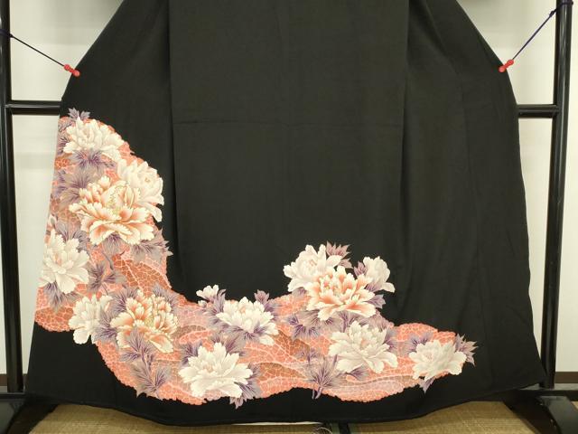 平和屋着物■豪華黒留袖 駒刺繍 牡丹 金彩 正絹 逸品 DABK6608ya