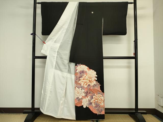平和屋着物■豪華黒留袖 駒刺繍 牡丹 金彩 正絹 逸品 DABK6608ya