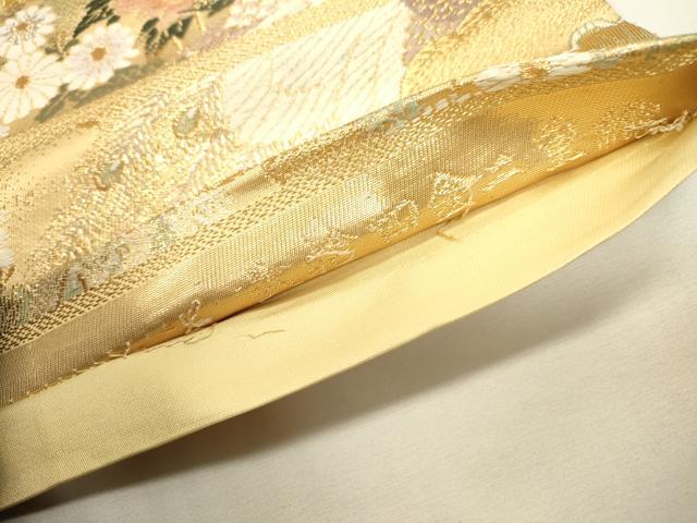 平和屋本店▼六通柄袋帯 唐織 孔雀花文 弐拾四金二重織 正絹 逸品 DABJ7519fe