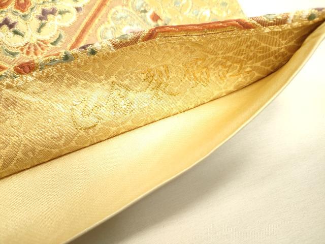 平和屋本店▼六通柄袋帯 唐織 正倉裂蜀江 本金箔 正絹 逸品 DABJ7547fe