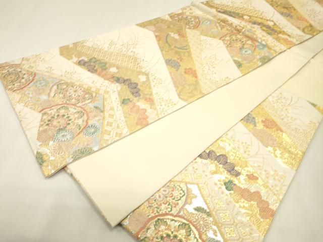 平和屋着物▼六通柄袋帯 吉祥花丸文 金銀糸 正絹 逸品 DABJ7591fe