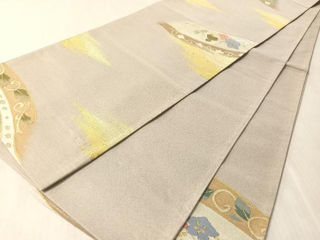 平和屋着物●爪掻き本綴れ 六通柄袋帯 流水花唐草文 金銀糸 正絹 逸品 未使用 CABM9122vp