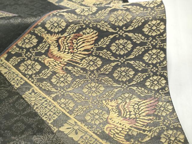平和屋着物●日本画家 霜鳥忍の世界 彩天目織 六通柄袋帯 鳳凰花文 金糸 正絹 逸品 CABM9849hy