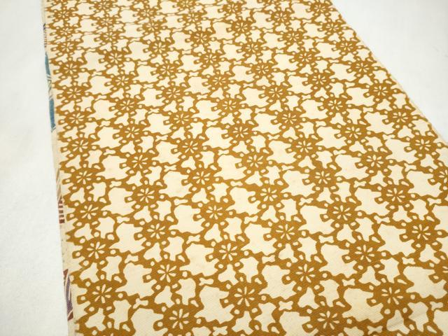 平和屋着物●両面 全通柄 本袋帯 型染め 草花文 正絹 逸品 CABM9854hy