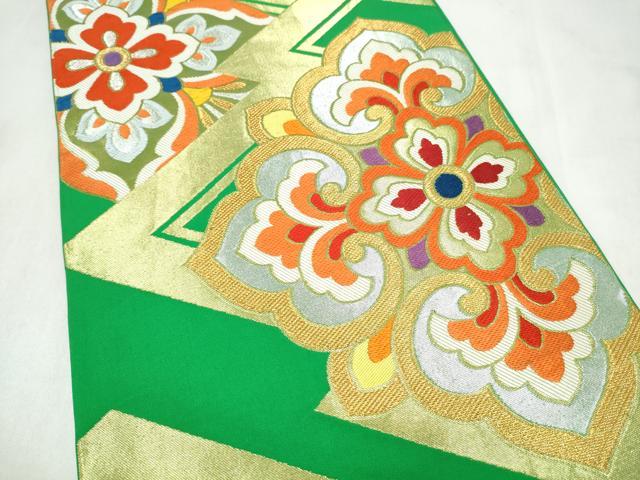 平和屋着物●西陣 川島織物 六通柄 本袋帯 花唐草文 金銀糸 正絹 逸品 CABM9851hy