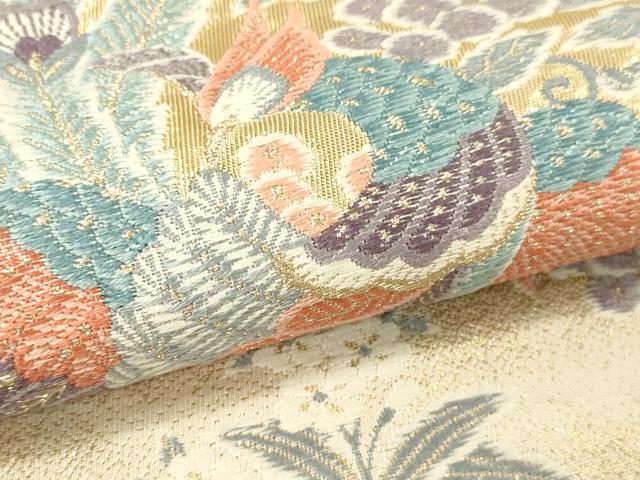 平和屋本店▼六通柄袋帯 唐織 彩花鳳凰文 24K本金箔 正絹 逸品 DABK5539sf