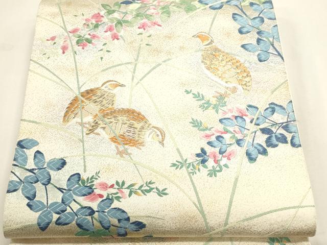 平和屋本店▼「美しいキモノ」お馴染みのメーカー となみ織物 六通柄袋帯 唐織 花鳥文 純金箔 正絹 逸品 DABK5559sf