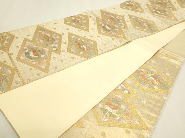 平和屋本店▼六通柄袋帯 草花文 本金 正絹 逸品 DABK5555sf