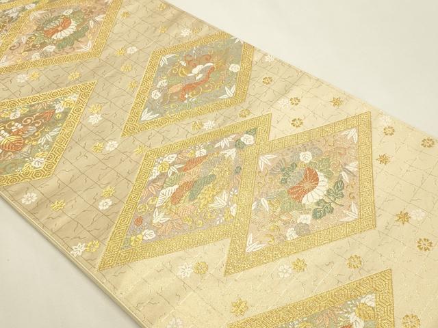平和屋本店▼六通柄袋帯 草花文 本金 正絹 逸品 DABK5555sf