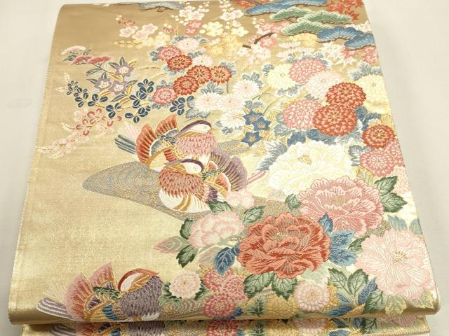 平和屋本店▼六通柄袋帯 唐織 加賀乃美 本金二丁箔 正絹 逸品 DABK5553sf