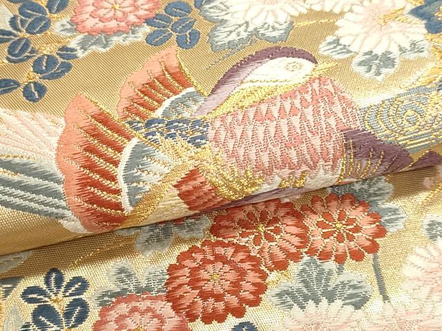 平和屋本店▼六通柄袋帯 唐織 加賀乃美 本金二丁箔 正絹 逸品 DABK5553sf