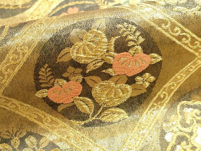 平和屋本店▼六通柄袋帯 唐織 桃山絵巻文様 純金箔二重織 正絹 逸品 DABK5566sf