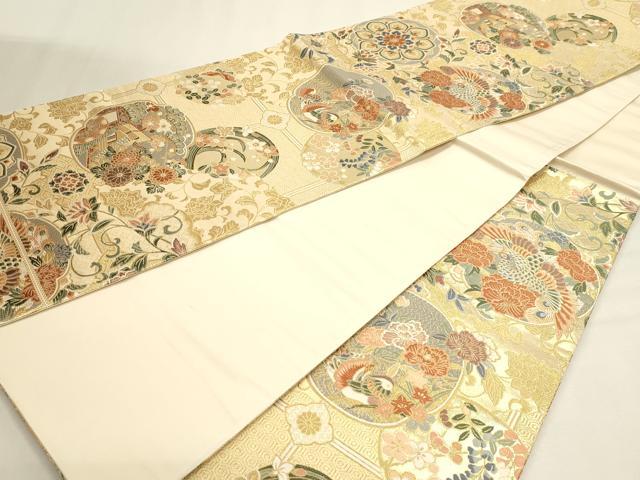 平和屋本店▼六通柄袋帯 唐織 鳳趣華鏡文 本金箔 正絹 逸品 DABK5604sf
