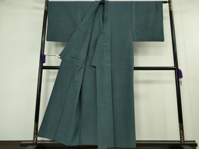 平和屋本店▽極上 男性 本場結城紬 重要無形文化財 単衣 色無地 青藍色 証紙付き 逸品 DZAA8145kh6