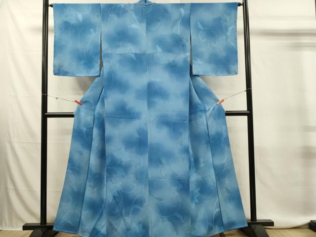 平和屋着物■上質な小紋 地紋起こし 更紗花唐草文 暈し染め 正絹 逸品 DABJ5810qp