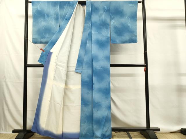 平和屋着物■上質な小紋 地紋起こし 更紗花唐草文 暈し染め 正絹 逸品 DABJ5810qp