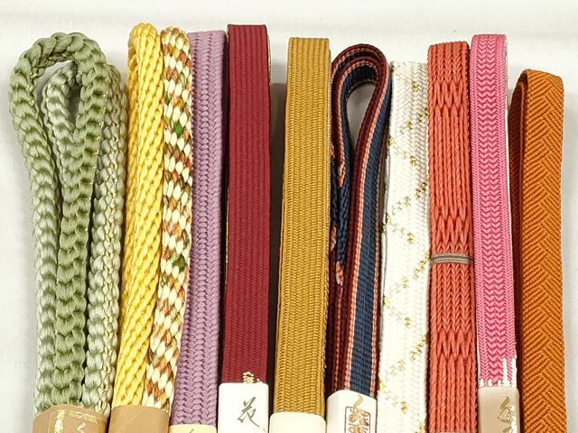 平和屋着物●和装小物 帯締め10本セット 高麗組 鎌倉組 草木染め 礼装用 金糸 逸品 未使用 CABL9264qe