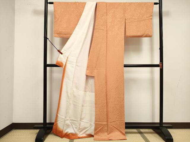 平和屋着物■上質な色無地 舞楓地紋 燻色 正絹 逸品 DABK6696ya
