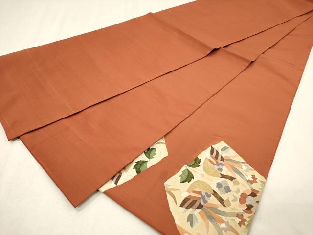 平和屋着物◎六通柄袋帯 すくい織 向かい鳥花文 正絹 逸品 DABK9524cd