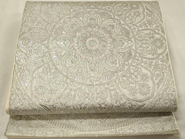 平和屋着物◎六通柄袋帯 スラカルタ華文 プラチナ箔九百錦 正絹 逸品 DABK9531cd