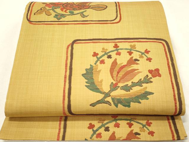 平和屋着物◎六通柄袋帯 花鳥文 正絹 逸品 DABK9526cd