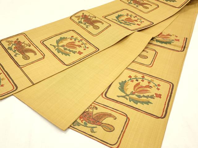 平和屋着物◎六通柄袋帯 花鳥文 正絹 逸品 DABK9526cd