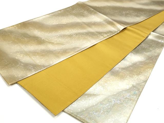 平和屋着物◎六通柄袋帯 道長文 金糸 引箔 正絹 逸品 DABK8554cm
