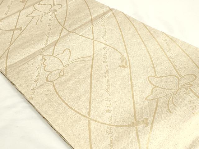 平和屋着物◎両面 六通柄袋帯 唐織 舞蝶花文 金銀糸 正絹 逸品 DABK8543cm