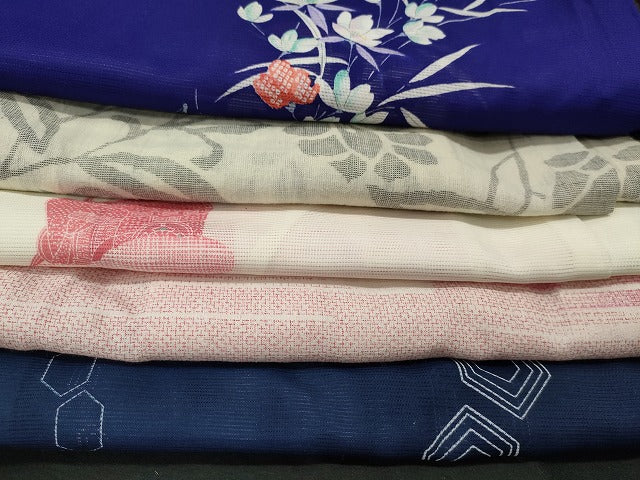 平和屋本店■夏物 小紋 絽 紗 洗える着物 まとめて20点 鶴 花柄 手描き 二部式 着用可能多数 se0035