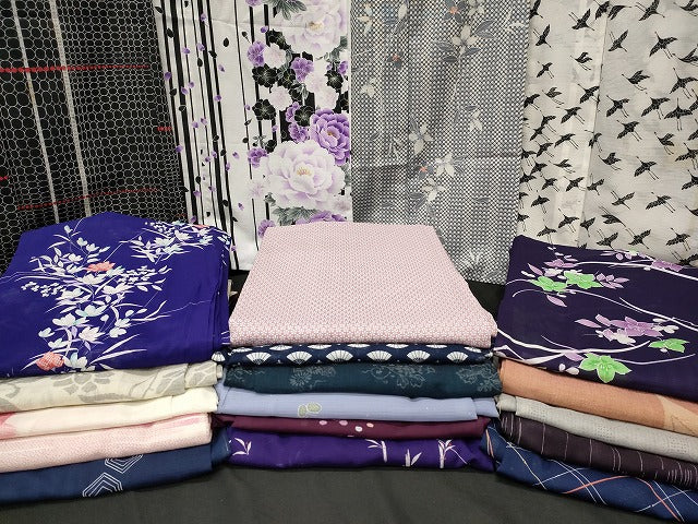 平和屋本店■夏物 小紋 絽 紗 洗える着物 まとめて20点 鶴 花柄 手描き 二部式 着用可能多数 se0035