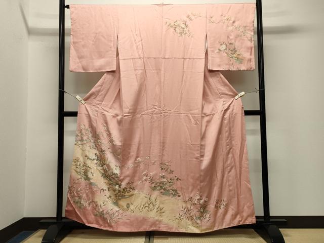平和屋着物●訪問着 舟 流水草花文 暈し染め 金彩 正絹 逸品 CABM5095gh