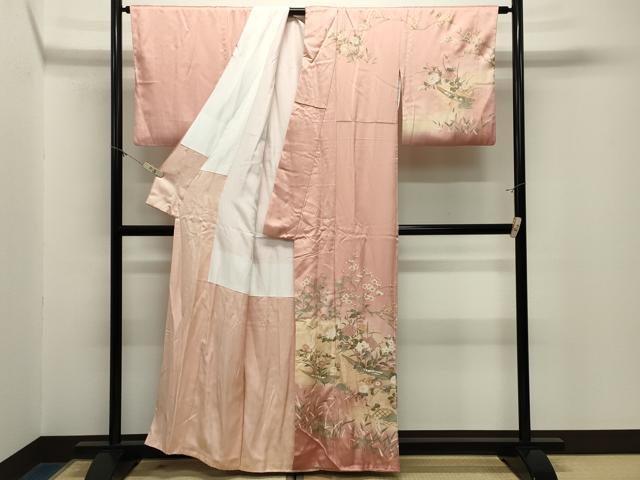 平和屋着物●訪問着 舟 流水草花文 暈し染め 金彩 正絹 逸品 CABM5095gh