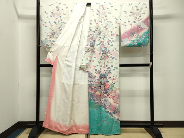 平和屋着物●訪問着 御所車地紙花文 暈し染め 金彩 正絹 逸品 CABM5096gh