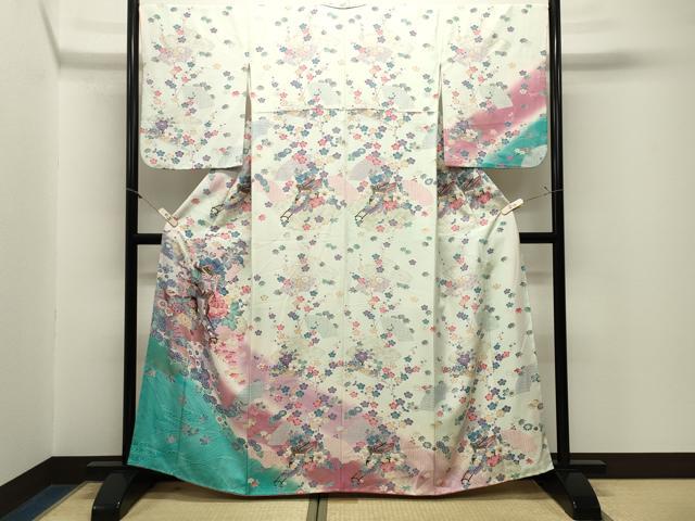 平和屋着物●訪問着 御所車地紙花文 暈し染め 金彩 正絹 逸品 CABM5096gh