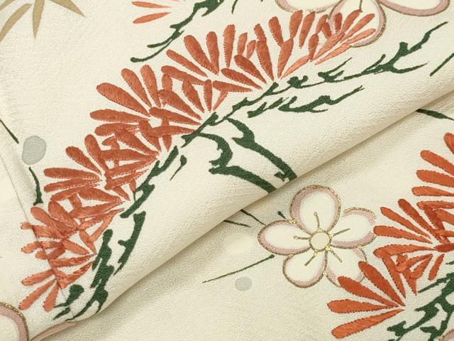 平和屋着物●訪問着 刺繍 松竹梅文 金彩 正絹 逸品 CABM5134gh