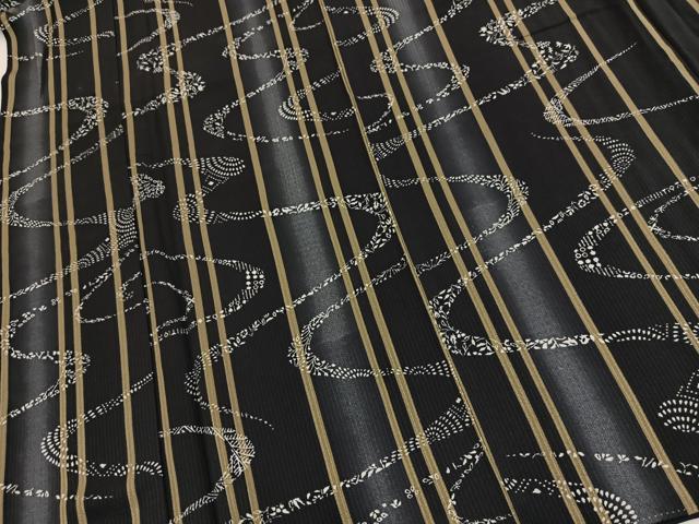 平和屋着物■上質な小紋 流水花文 暈し染め 黒地 正絹 逸品 BAAY9155yc