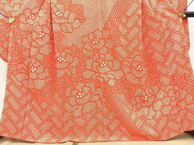 平和屋着物●豪華振袖 総絞り 籬牡丹文 正絹 逸品 BAAY9156yc