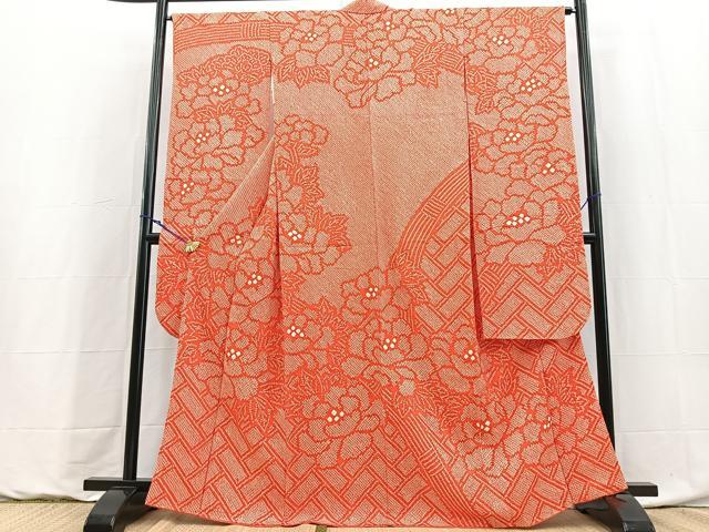 平和屋着物●豪華振袖 総絞り 籬牡丹文 正絹 逸品 BAAY9156yc