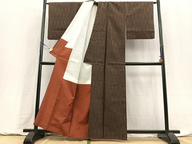 平和屋着物■本場真綿結城紬 泥染絣 立涌文 認定証付き 証紙付き 正絹 逸品 BAAY9161yc