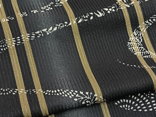 平和屋着物■上質な小紋 流水花文 暈し染め 黒地 正絹 逸品 BAAY9155yc