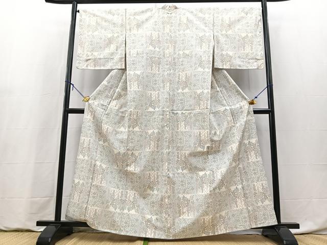 平和屋着物●本場大島紬 白大島 9マルキ 草花文 正絹 逸品 BAAY9197yc