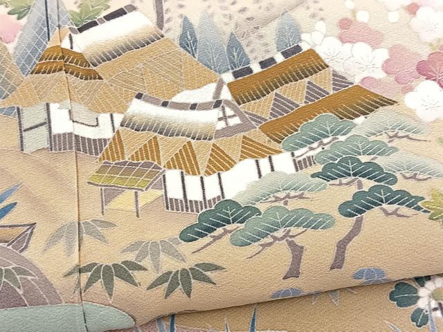 平和屋着物●豪華色留袖 友禅 作家物 松竹梅風景文 正絹 逸品 BAAY9203yc