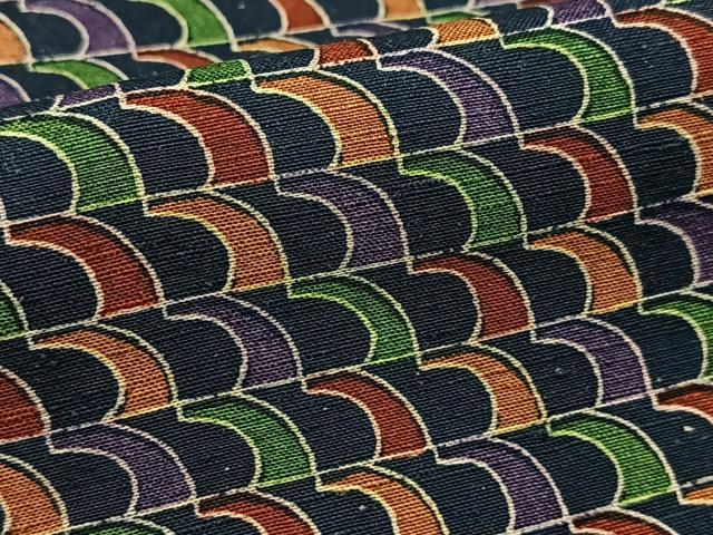 平和屋着物■上質な小紋 紬地 幾何学文様 正絹 逸品 BAAY9277yc